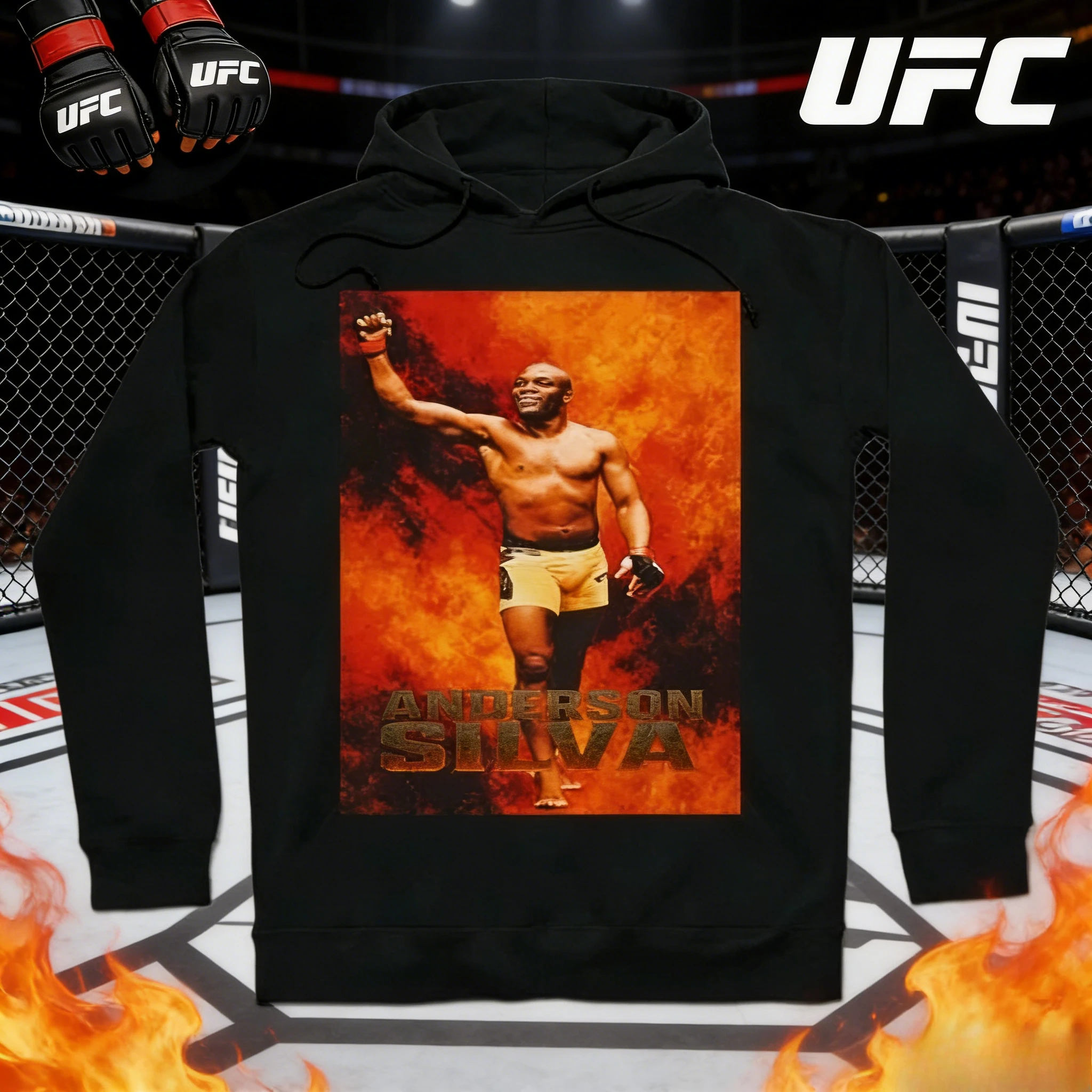 

Свитшот с капюшоном UFC Anderson Silva 2026, осенне-зимняя коллекция, из чистого хлопка, с принтом, повседневный, модный, подходит как мужчинам, так и женщинам