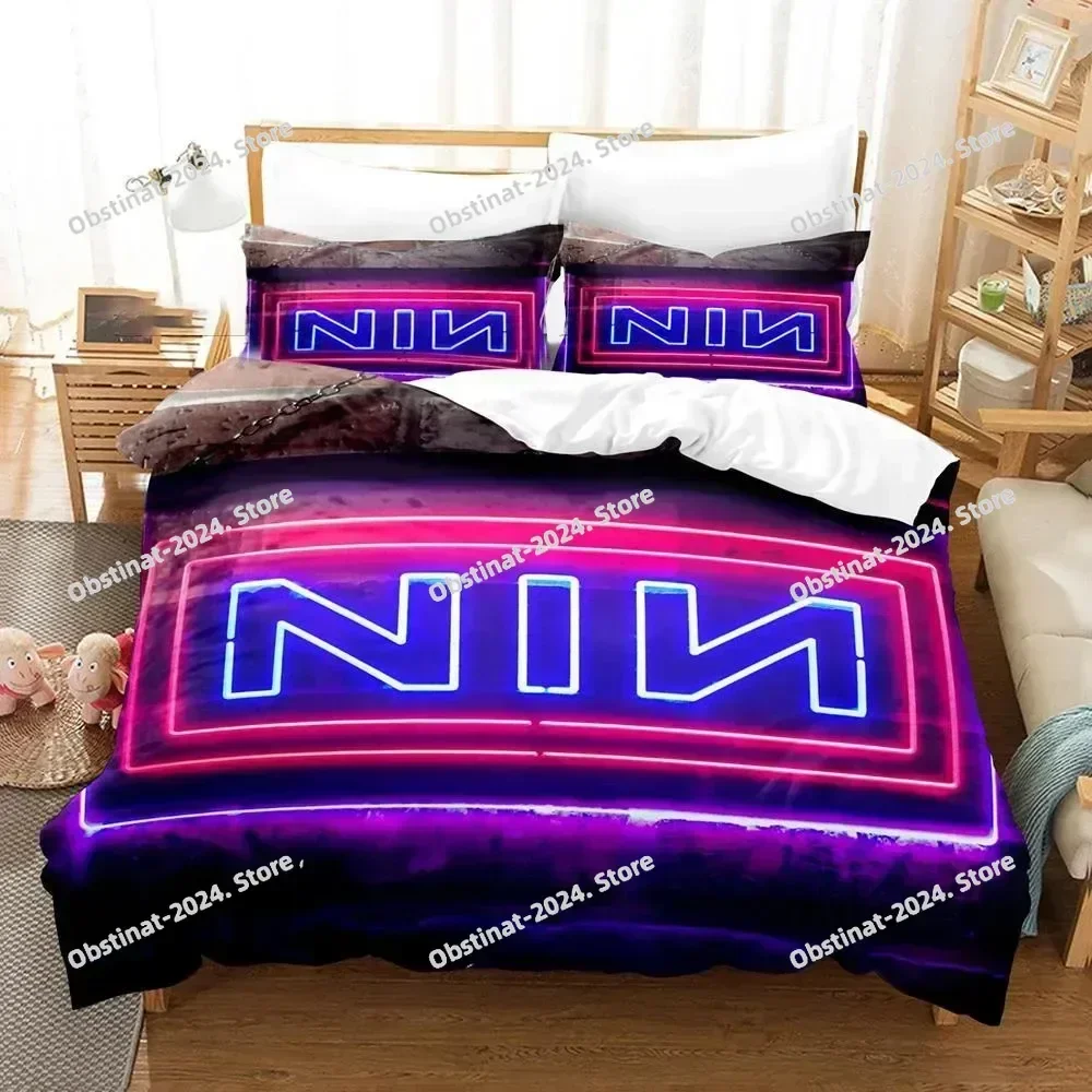 3D Print Nine Inch Nails NIN Bedding Set Boys Girls Twin Queen Size Duvet Cover Pillowcase Bed For Kids Adult Home Bedroom