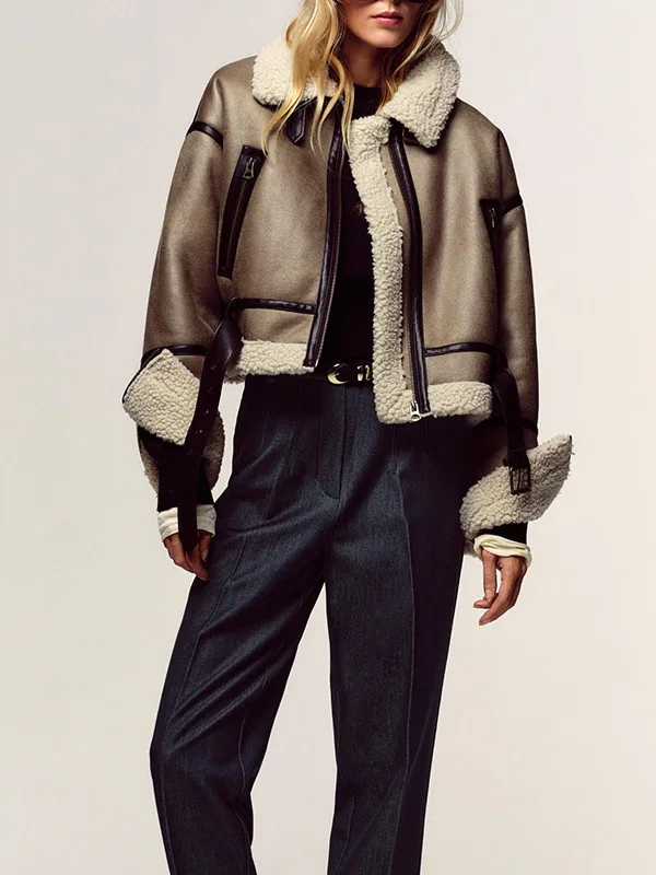 

Double-Sided Loose ort Jaet Women's Versatile Autumn Outerwear Casual Sle Faionable All-Match Coat for Ladies