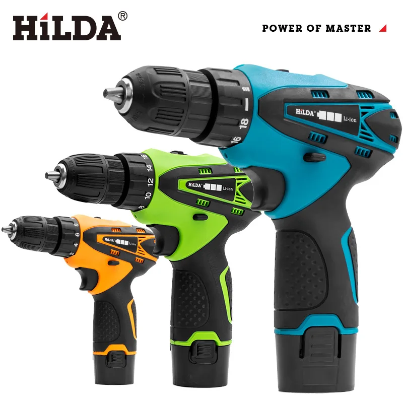 

Hilda cordless electric screwdriver two-speed rechargeable lithium battery LED lights 2 PCS waterproof hand electric drill12 v