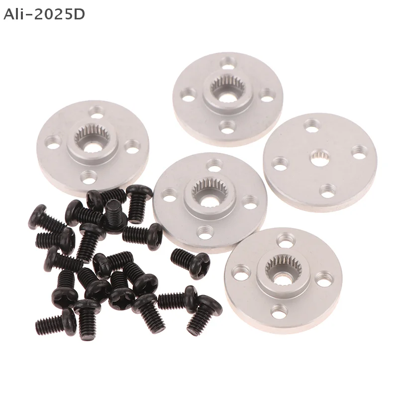 

2025 NEW 5 Sets For MG995 MG996R RC Robot Car Motor Connector Aluminum Alloy Steering Gear Disc Stent 25T Servo Arm Round Type