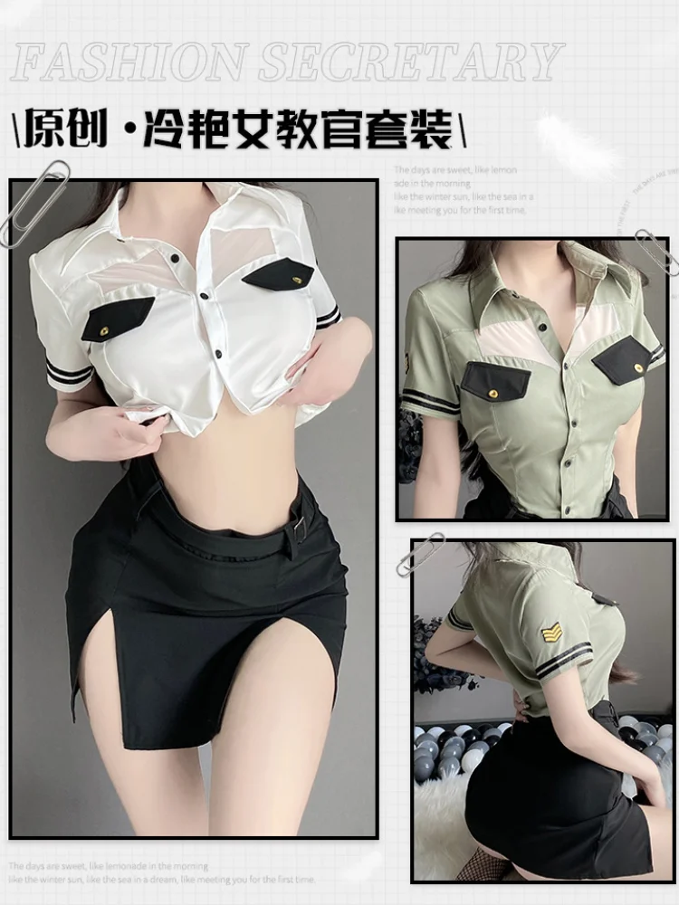 Disfraz de Cosplay de mujer policía, lencería erótica, uniforme de entrenador Sexy, traje de ancla, vestidos cruzados, trajes de juego de rol, ropa de discoteca de fiesta