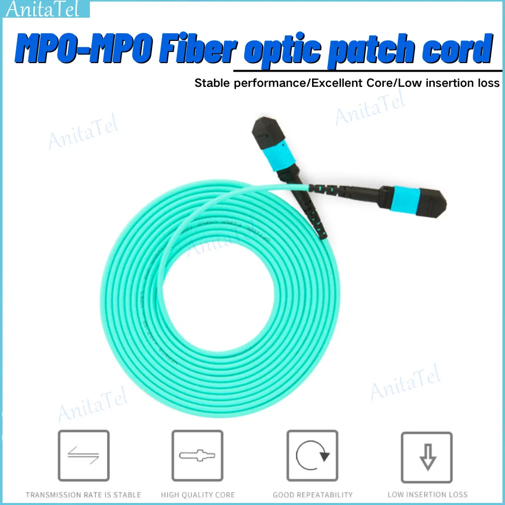 Fiber Optic Patch Cord Cable Multi Mode MPO-MPO UPC OM3 LSZH Optical Patch Cable Female to Female 8/12 Core 1M/3M/5M/10M Best