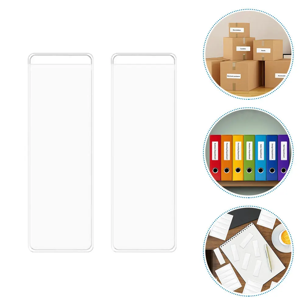 40Sets Multipurpose Clear Label Pockets Self Stick Plastic Sleeves for Index Cards Documents Office Filing System Organization