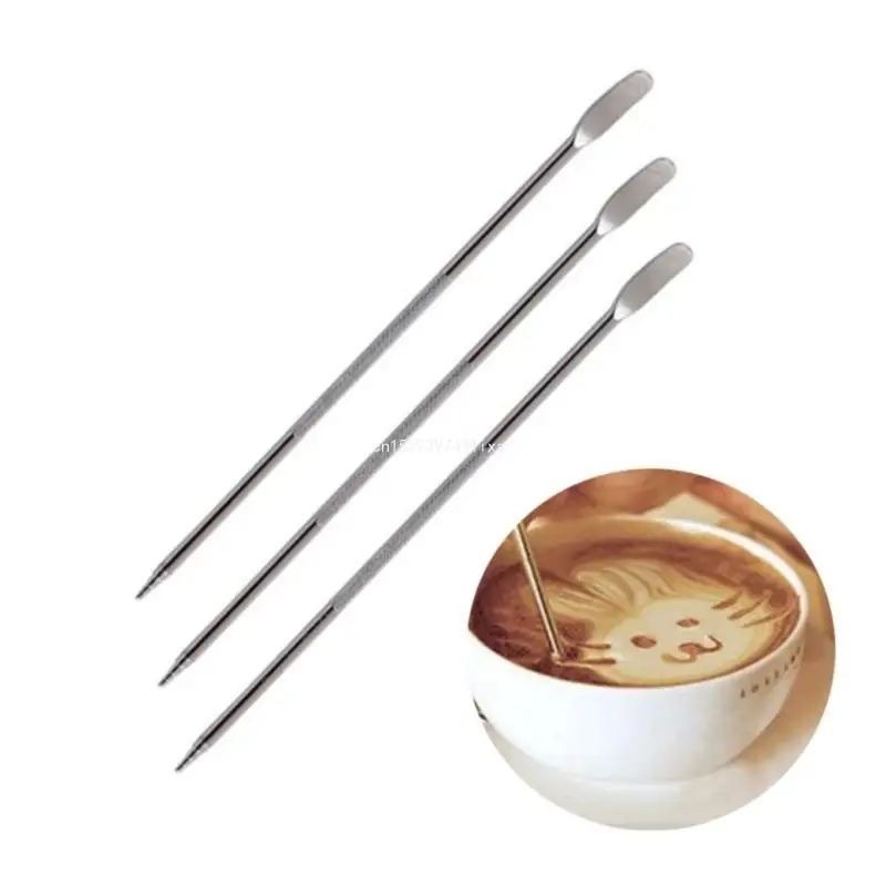 Stainless Steel Lattes Art Pen Baristas Cappuccinos Lattes Espresso Coffee Decorating Pen Coffee DIY Spatula Needle Tool