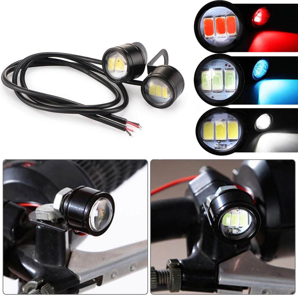 

2pcs Motorcycle Eagle Eye LED Headlight White/Red/Blue Driving Turn Fog Reverse Indicator Signal Lamp Motorbike Accessories