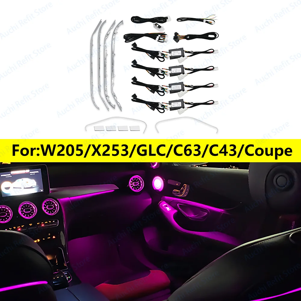 3/64 color C GLC Class Coupe C43 C63 X253 MB W205 LED Ambient Light For Benz For AMG Air Vent Nozzle 3D Speaker Decorative Lamp