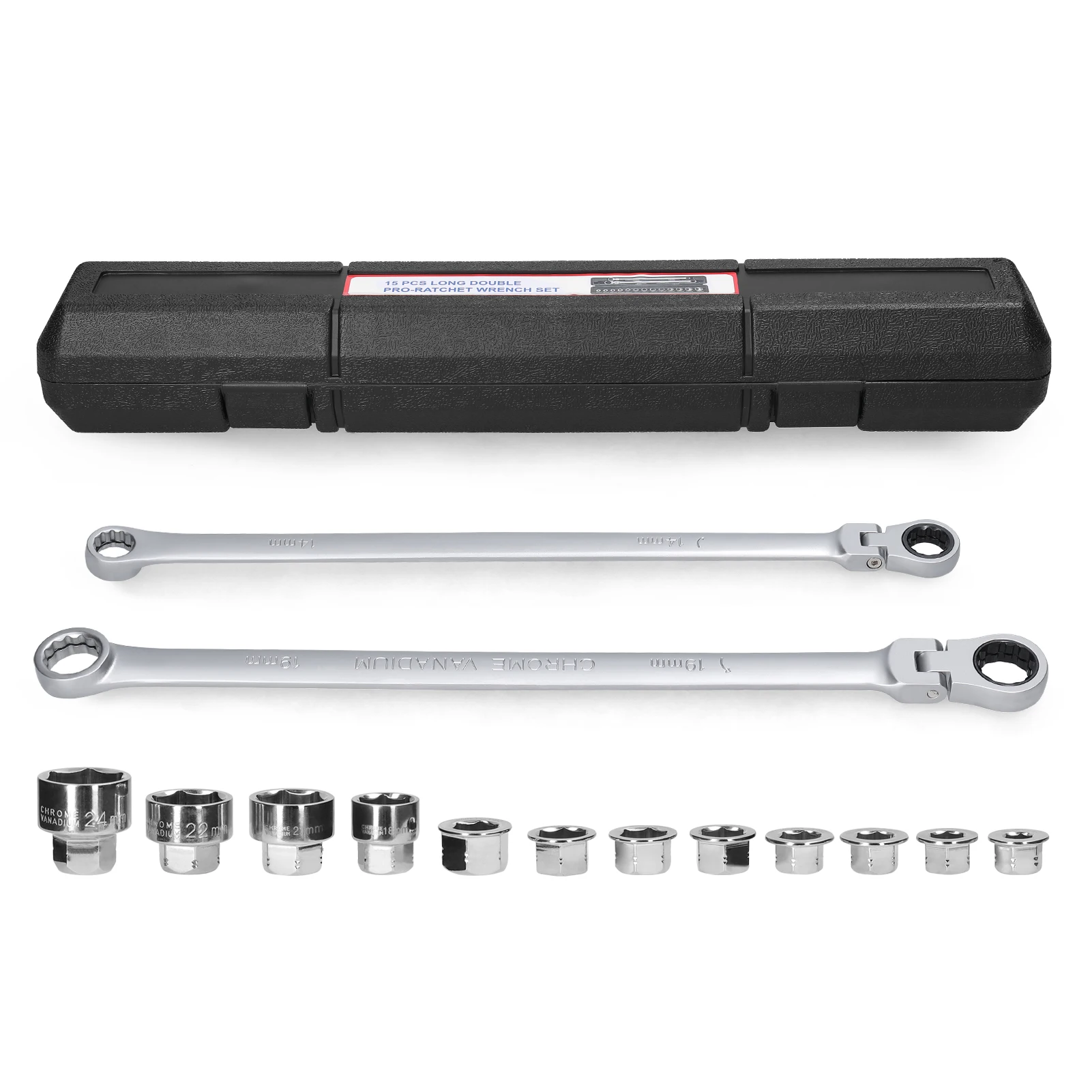 15 stuks multifunctionele ratelsleutel mouwen set praktische motorfiets fiets badkamer airconditioner auto reparaties tool set