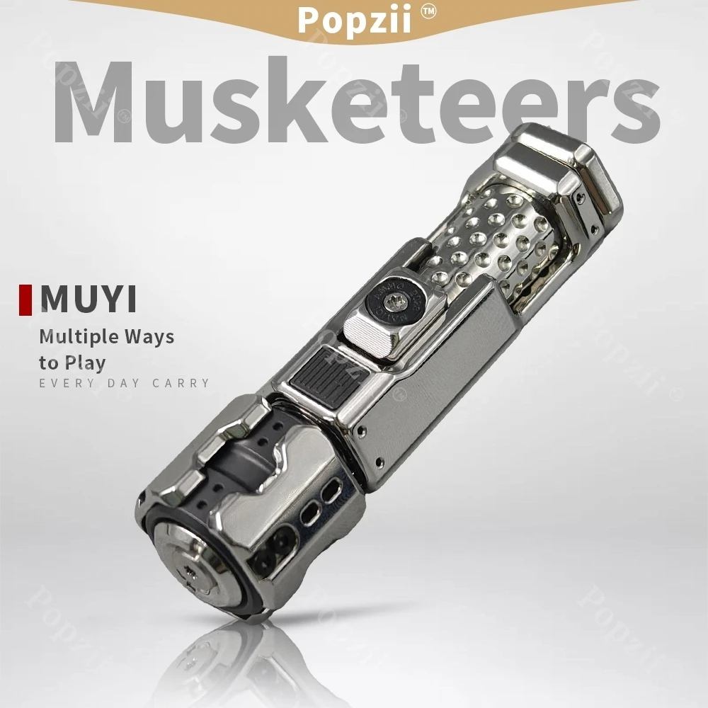 MUYI Musketeers EDC Titanium Alloy Ratchet Snap Coin Fingertip Gyro Hardcore Decompression Toys Multiple Ways to Play