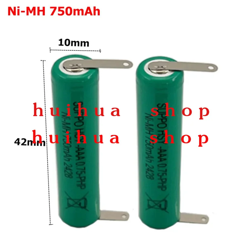 2 uds 1,2 V HSY-AAA0.75-PHP NiMH 750mAh con pines de soldadura batería recargable para cortadora de pelo eléctrica Braun HC5010 HC5050 HC5030