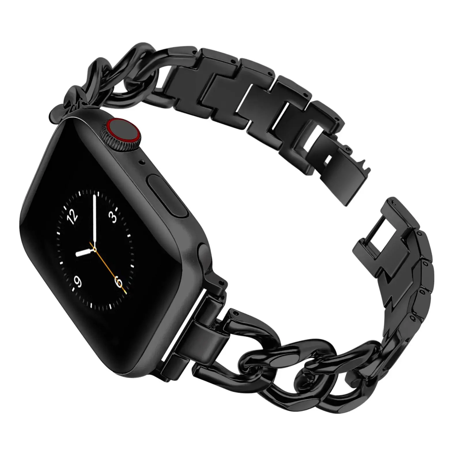 Bracelet à maillons cubains pour bracelet de montre Apple 40mm 41mm 45mm 44mm 49mm bracelet métallique en acier inoxydable iWatch série 8 7 6 5 se ultra