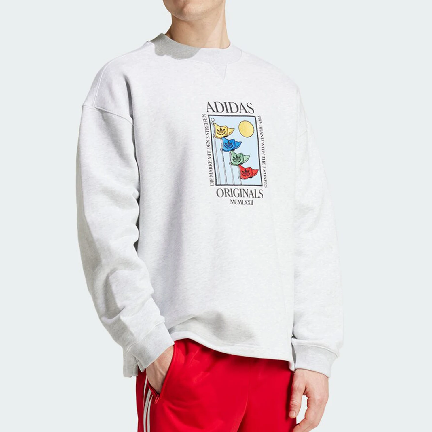 Adidas Authentic New Men's Terry Cloth Loose Sports Round Neck Hoodie IZ2550