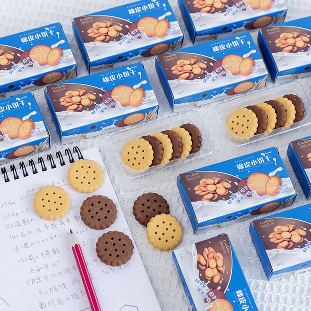 

18Pcs Cartoon Biscuit Shaped Erasers Kids Durable Safe Students Stationery Adorable Erasers Gifts Kindergarten Prize