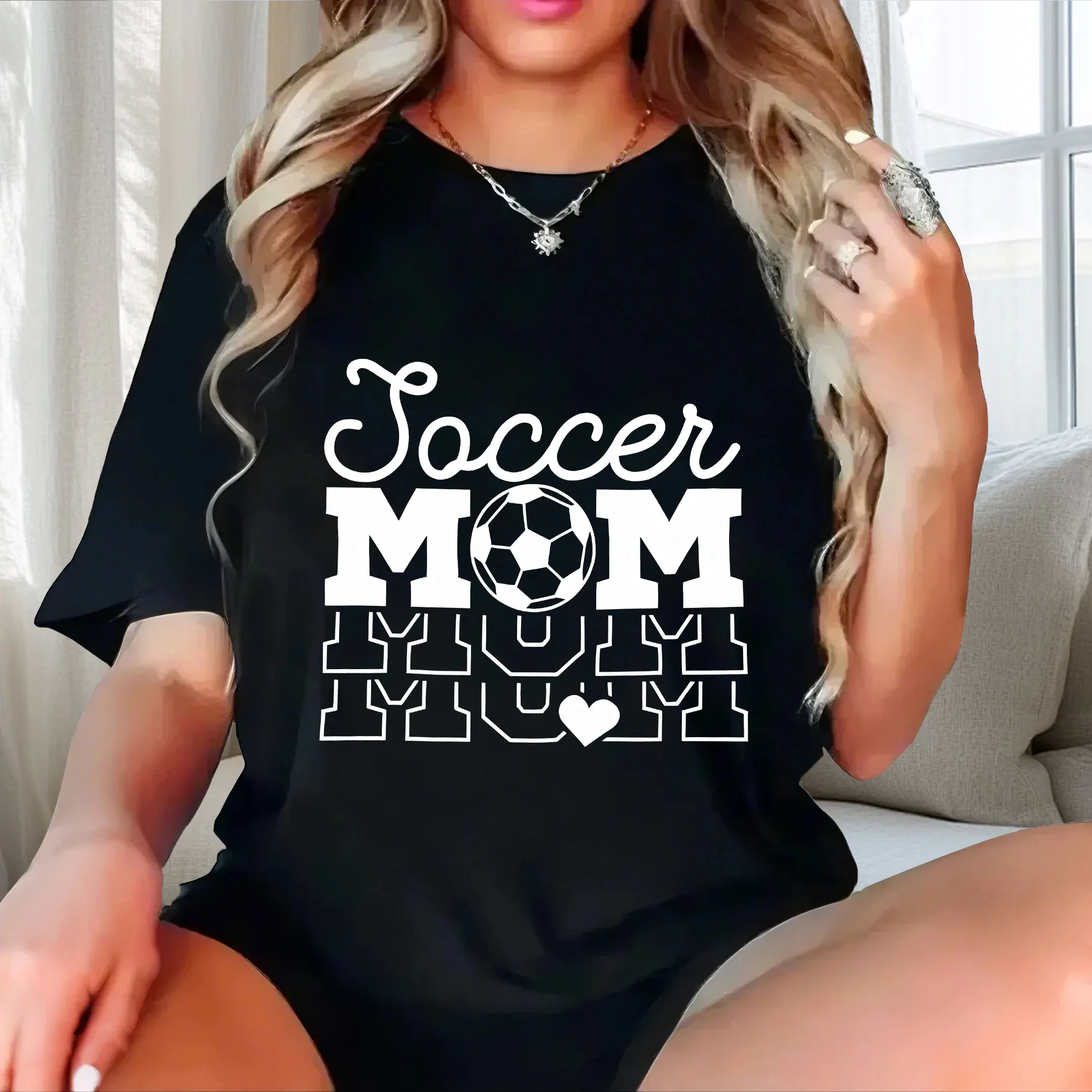 

Personalized English letter print plus size Butterfly pattern women's casual short sleeved T-shirt black