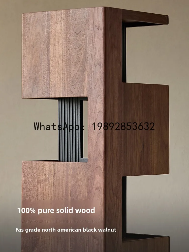 YFY North American Black Walnut Rotating Bookshelf Bookcase Floor Storage Rack Living Room Corner Display Corner Cabinet