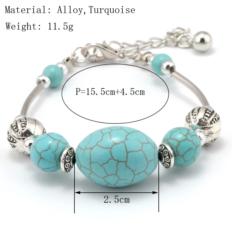 Böhmisches handgefertigtes Armband mit türkisfarbenen Perlen für Frauen und Mädchen, Party- und Festivalschmuck, Geschenke – Detail 2