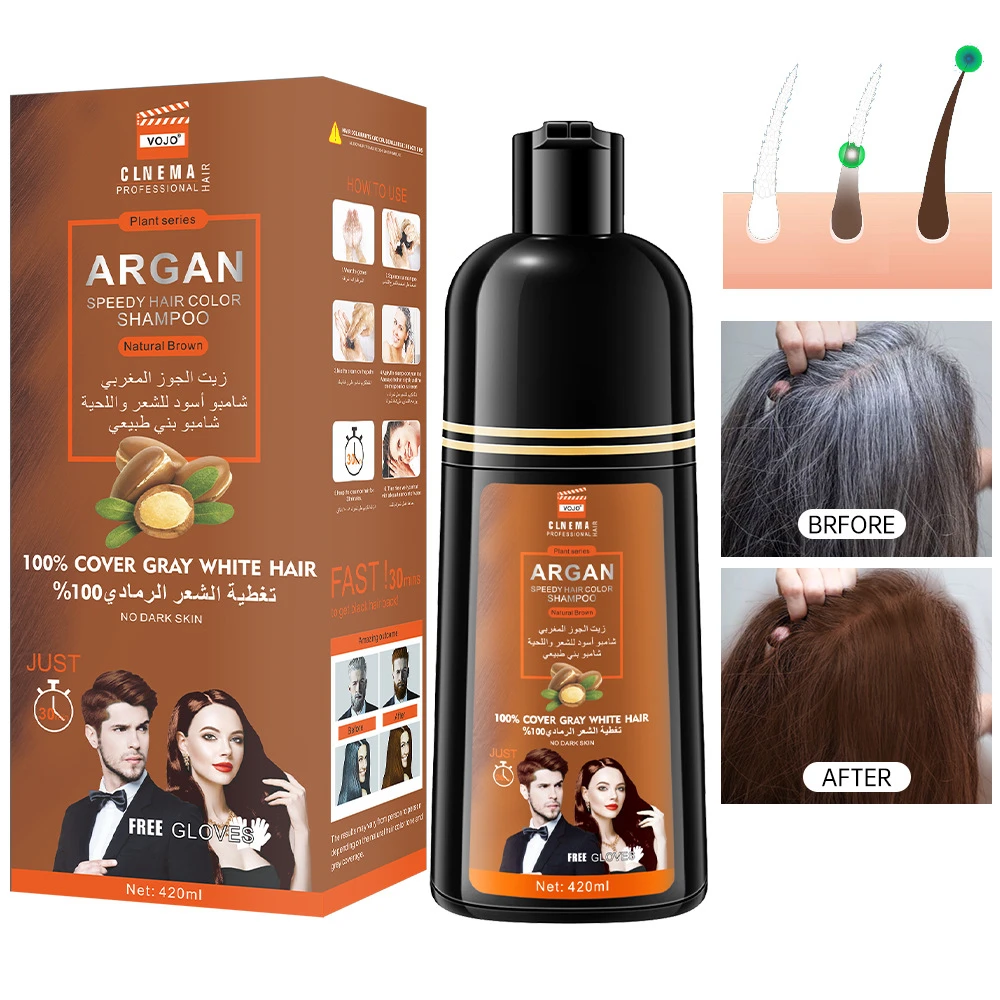 

420ml Hair Dye,3-in-1 Hair Dye Shampoo Rapid Hair,Cleansing & Moisturising,Smoothing Black Hair Coloring Shampoo,Hair Care