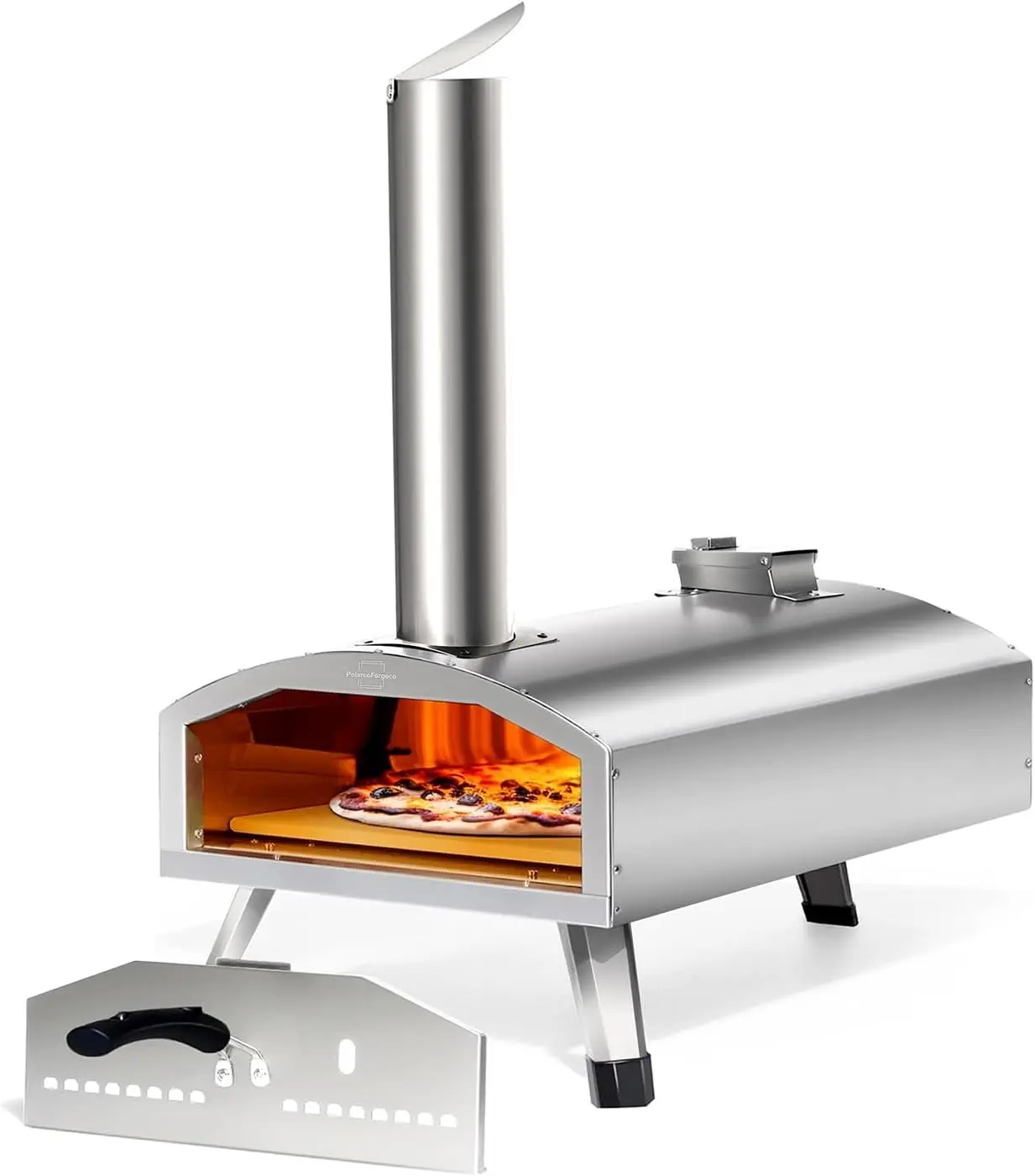 

Portable Pizza Oven Outdoor 12 Inch Wood Fired Pizza Oven for Outside Stainless Steel Pellet Pizza Stove for Charcoal Grill