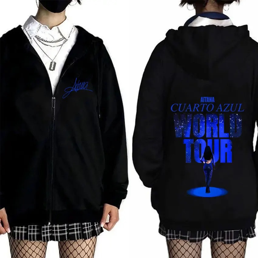 

Singer Aitana Graphic Zipper Hoodie Fans Gift CUARTO AZUL World Tour 2026 Merch Zip Up Hoodies Men Women Fashion Oversized Coat