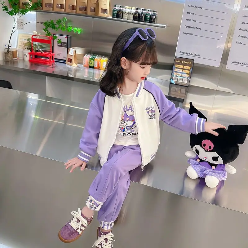 

Sanrio Children Kuromi Pleated Skirt Suit Casual Outfit Anime Figure Sportswear Coat for Kids Girl Cartoon Cute Hot New Style 23