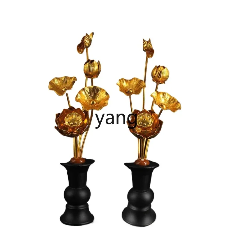 

CX Buddha front flower simulation offering Buddha vase gilt household ornament offering indoor pair