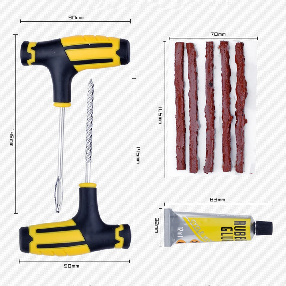 1 ensemble d'outils de réparation de pneus de vélo de route SMTB, bande de bacon en caoutchouc sans chambre à air et outil d'insertion, réparation urgente sans colle