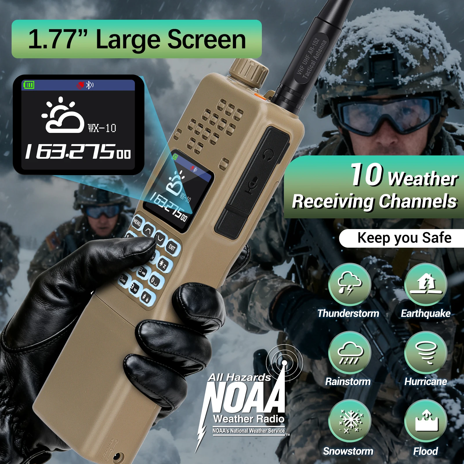 BAOFENG التكتيكية AR-152 PRO نظام تحديد المواقع لاسلكي تخاطب نسخة لاسلكية تردد بلوتوث البرمجة AM FM متعدد الموجات اتجاهين الراديو #5