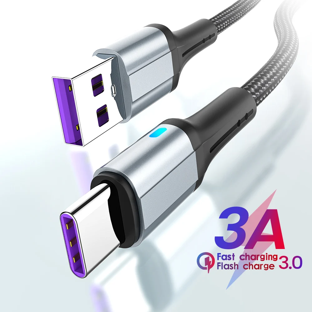 1/1.5/2m Type C Data Cable 3A Fast Charging Kable USB A To USB C Phone Charger Cord For Xiaomi S12 Huawei Redmi K50 Samsung