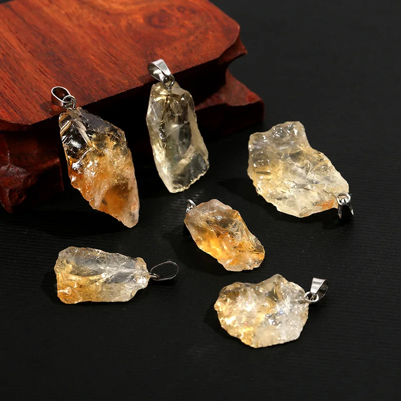 1pcs rough Raw Irregular Citrine Crystal light yellow Quartz stone pendant for Jewelry Making