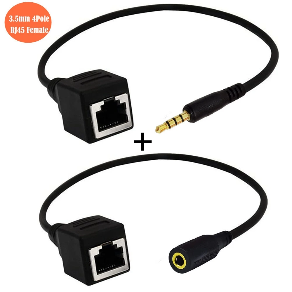 Network interface RJ45 Female To 3.5mm Jack Male Female Cable With microphone For Singing table KTV touch screen products 20cm