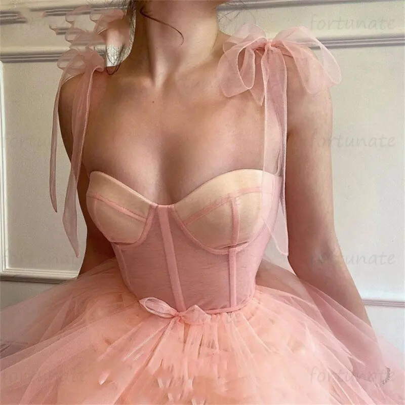 Vestido de graduación de línea a rosa para Homecoming, escote Corazón, Princesa, tirantes finos, tul, Formal, fiesta de noche, vestidos de graduación, largo hasta el suelo