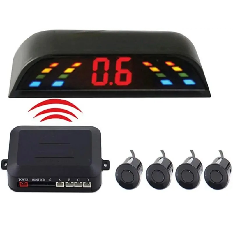 Car Led Parking Sensor Car Parktronic Display Reverse Backup Car Parking Radar Monitor Detector System With 22mm 4 Sensors