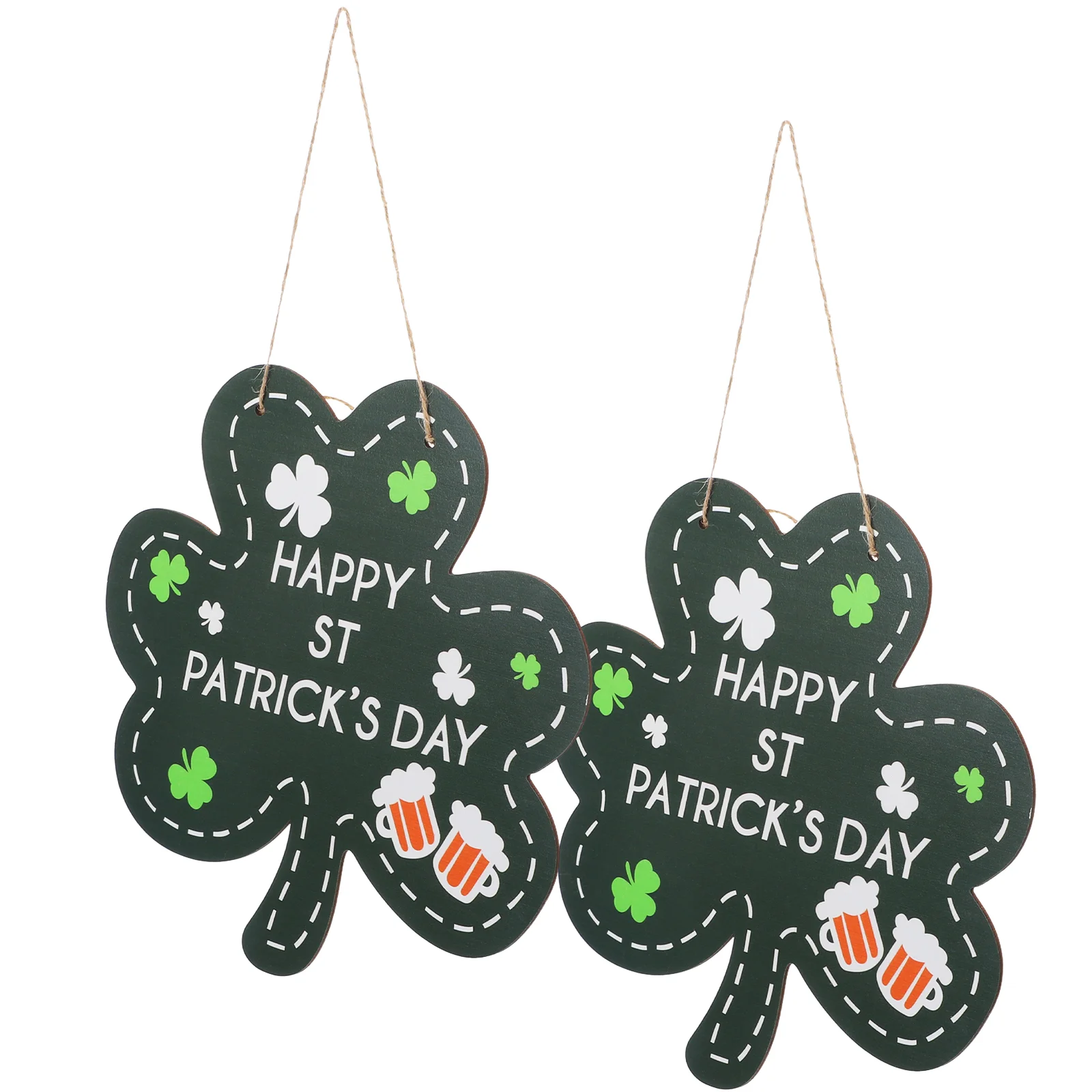 2 Pcs Irish Wooden Door St Patricks Day Welcome Sign St Pendant Emblems Home Decor Party Doorplate Theme Slogan