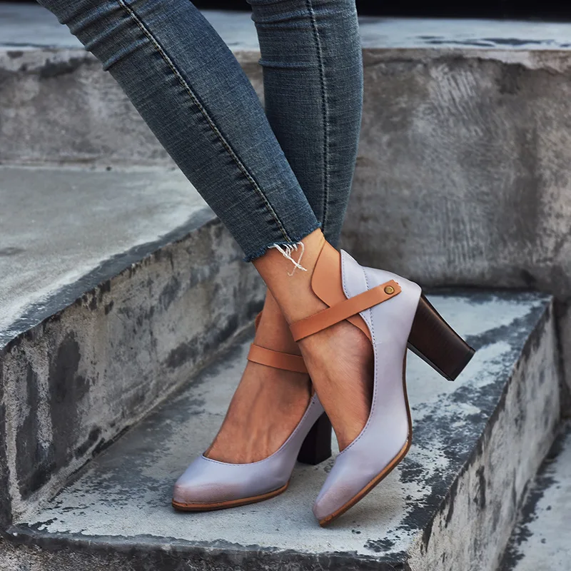 Single shoe women's European and American foreign trade plus size thick heel high-heeled women's new high-heeled sandals