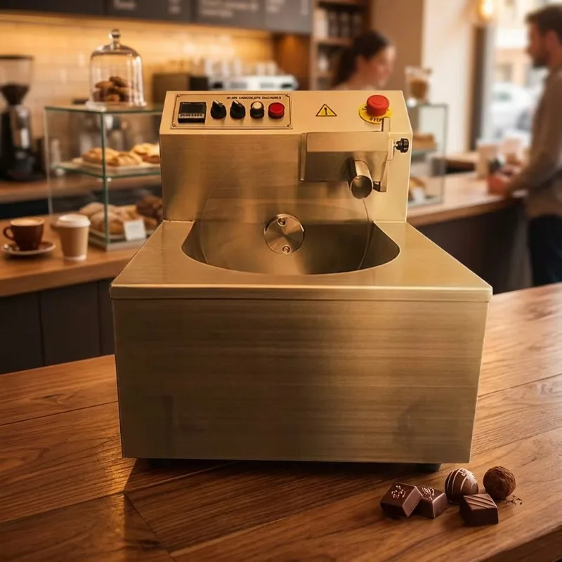 New Mini Size Electric High Productivity Chocolate Coating Tempering Enrober Machine with Cooling Tunnel for Nuts and Milk