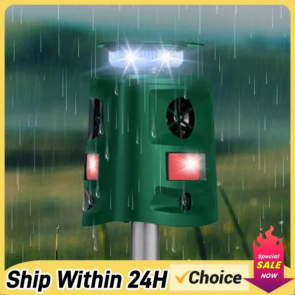 超音波動物撃退器-猫よけ-360度ソーラー動物忌避装置-ip44防水-5つのモード-庭や芝生用