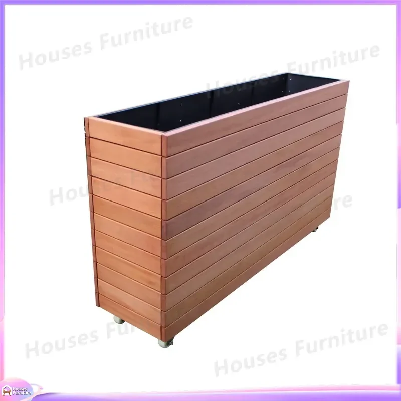 Large Outdoor Wooden Planter Box Garden Flower Pot Raised Bed Patio Deck Yard Decorative Planting Container for Flowers Herbs
