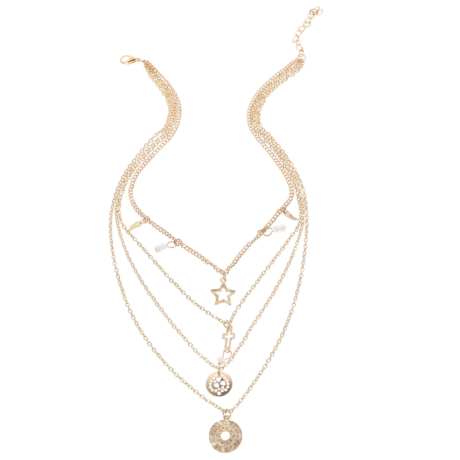 

Women Fashion Clavicle Multi-Layer Retro Letter Pendant Jewelry For Ladies Durable Elegant Wear Decoration Party Wedding