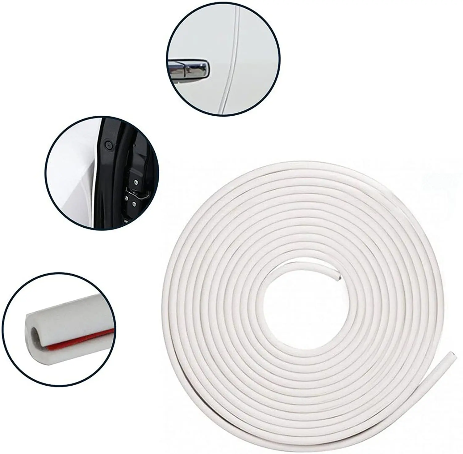 

White 16Ft U Shape Rubber Seal Car Door Edge Guard Molding Trim Protectors Strip