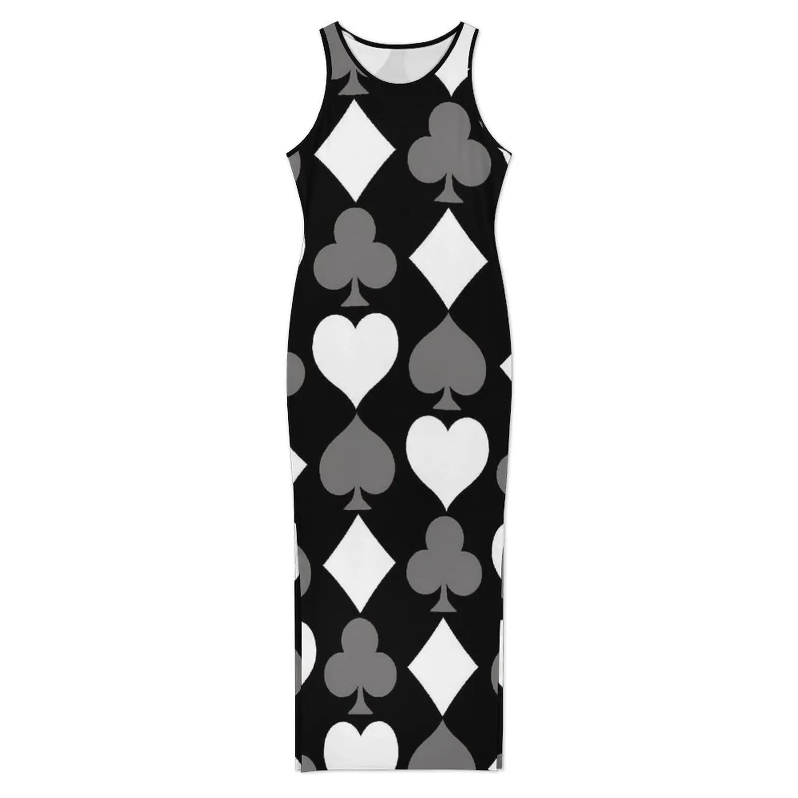 Poker Cards Print Dress Sleeveless Card Suits Aesthetic Maxi Dresses Pretty Bodycon Dress Womens Graphic Oversize Vestido