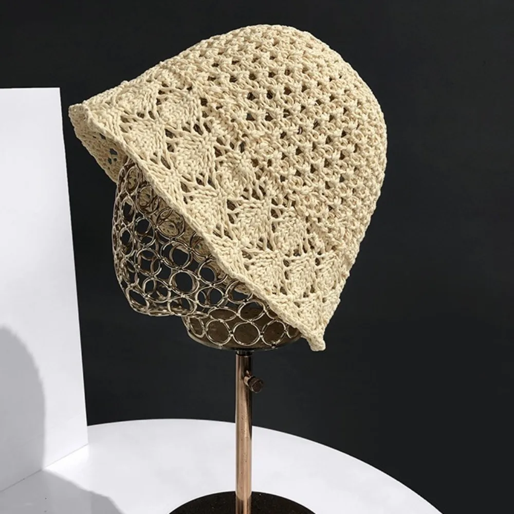 Fashion Hollow Fisherman Hat Wide Brim Breathable Bucket Hat Fold Thin Sun Visor Cap Woman