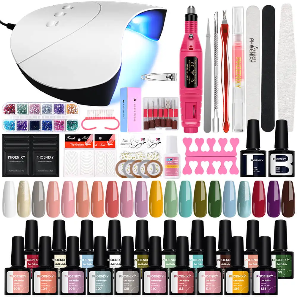 

Nail Set Gel Nail Polish Set with UV LED Lamp Dryer Semi Permanent Gel Varnish Set Professional Nail Art Tools Kit Manicure Set