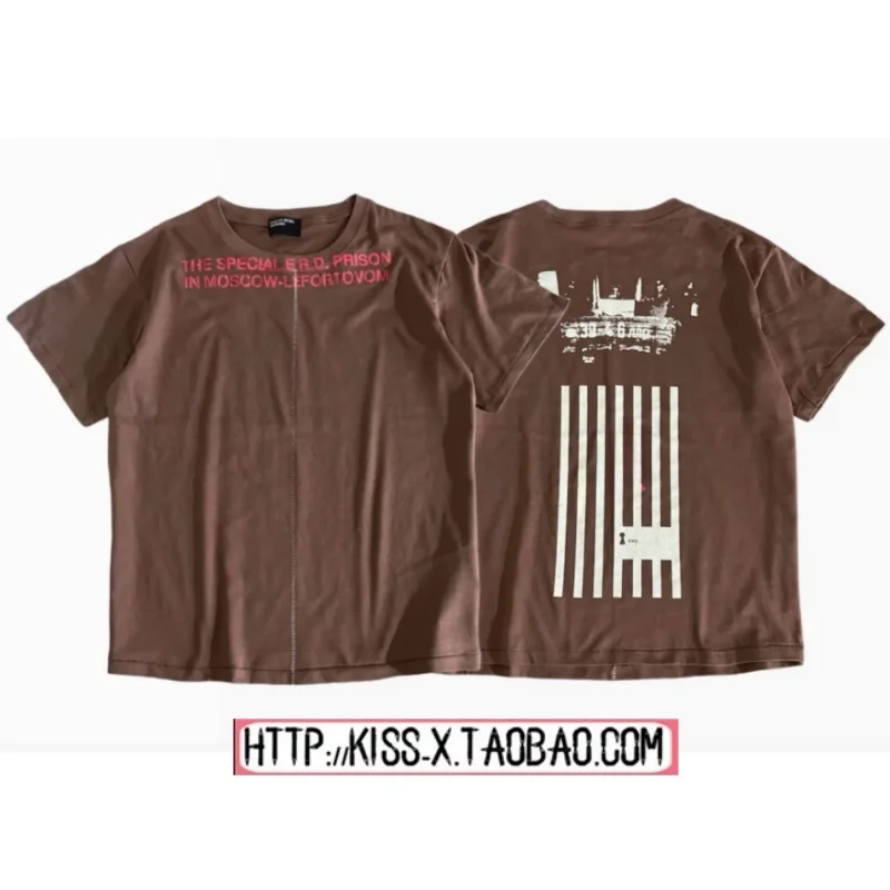 

2026 Summer New Style Couple Casual Cotton T-Shirt Striped Letter Print Short Sleeve Breathable Skin-friendly round Neck Top