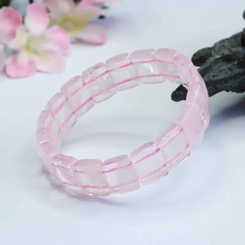 11x15mm Natural Pink Crystal  Bracelet Women Jewelry Gifts