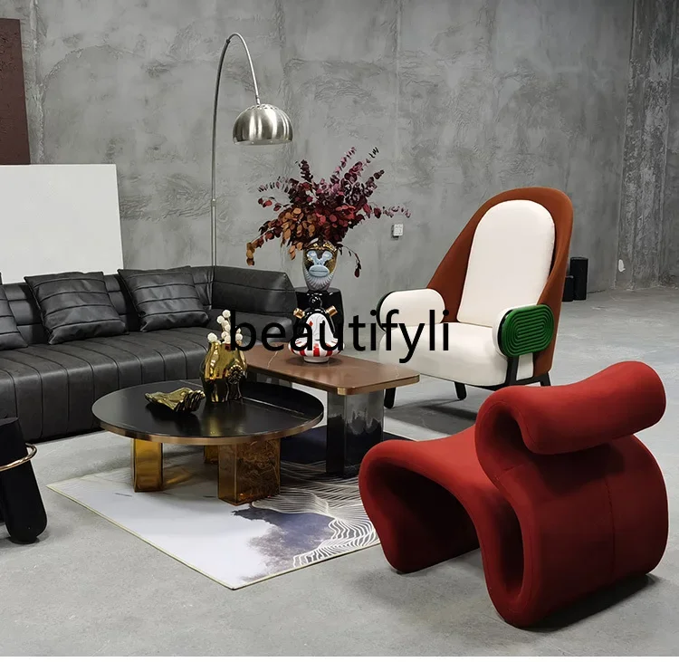 Nordic art contrasting color single sofa chair simple modern light luxury creative color moon leisure chair