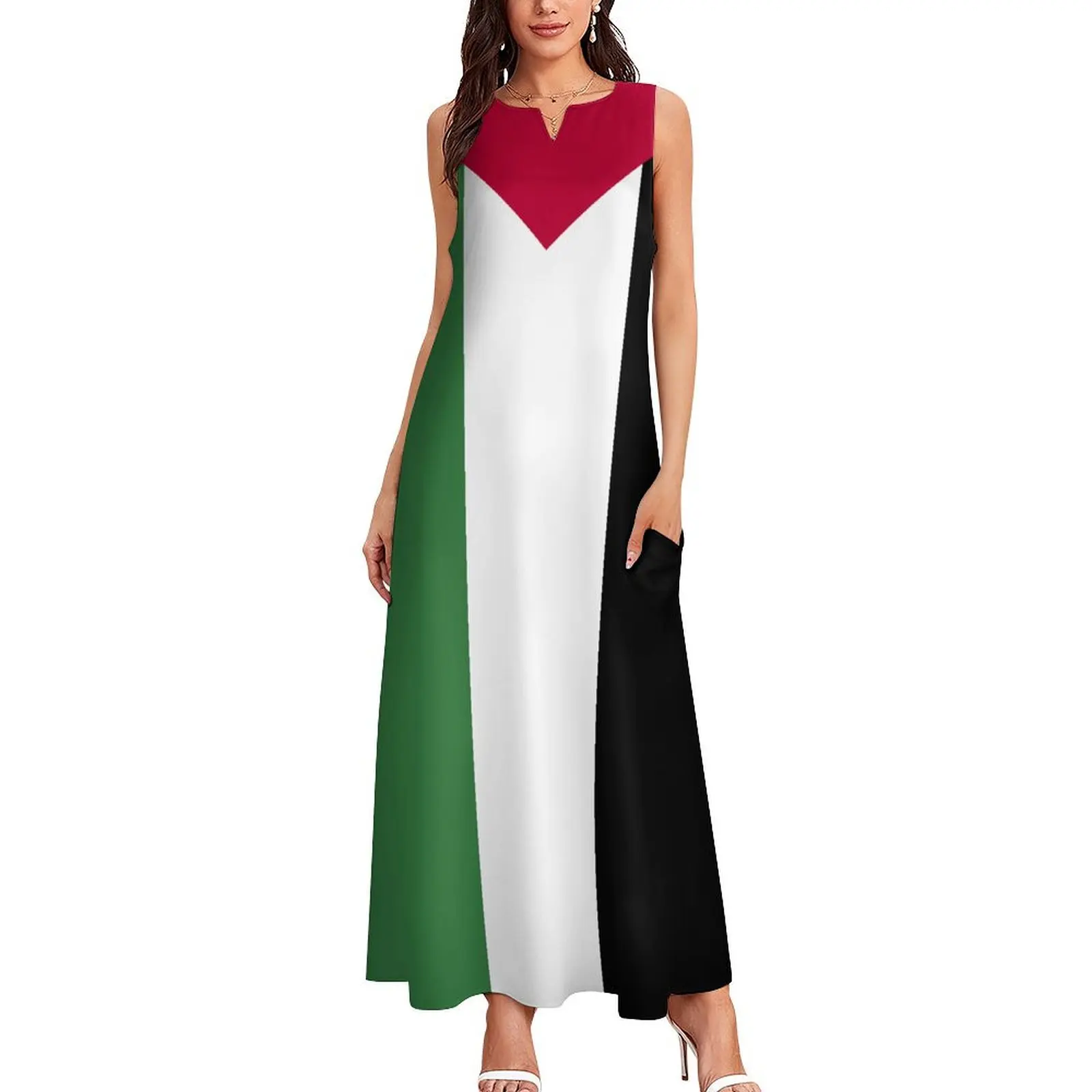 2024 Palestine Flag Long Dress Sealand Women's Summer Casual Short Sleeve Fashion Skirts