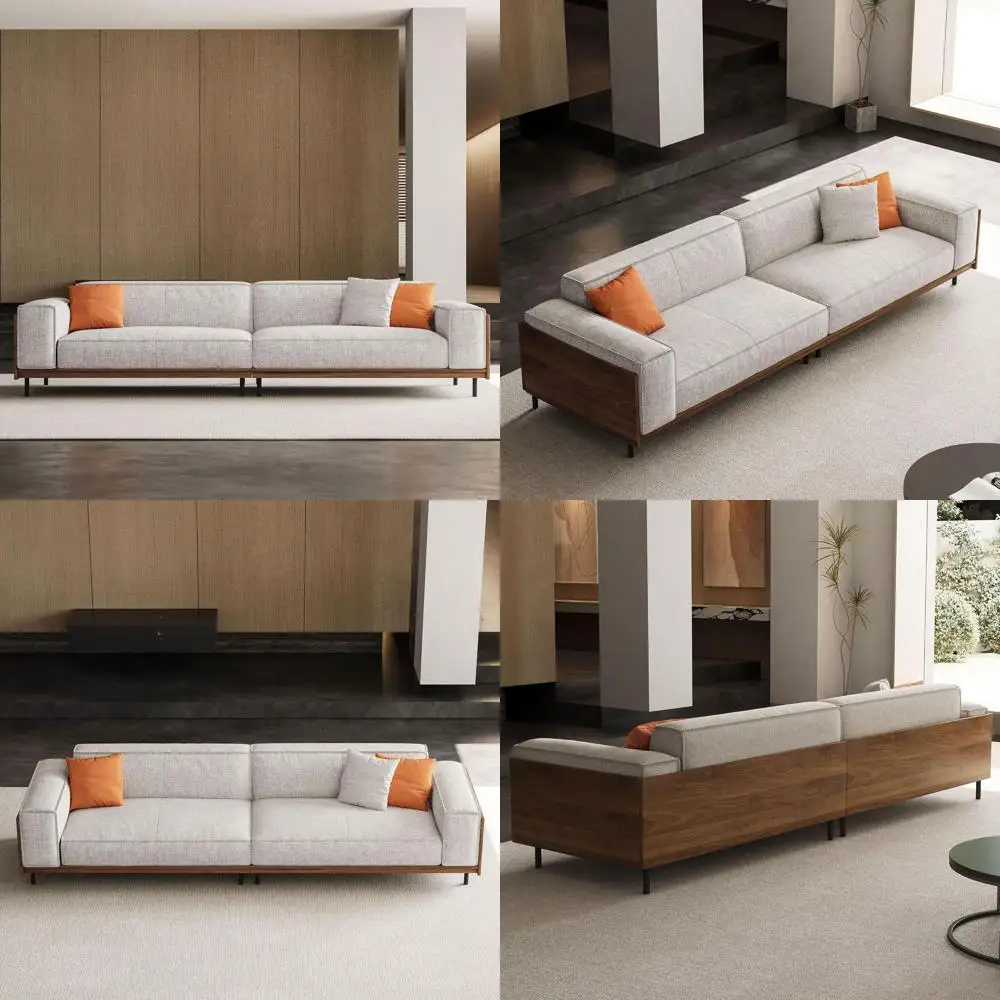 

4-местный серый диван с тканевой обивкой, деревянными и металлическими ножками, удобный диван Timecloud, простая сборка, идеально подходит для офиса или дома.