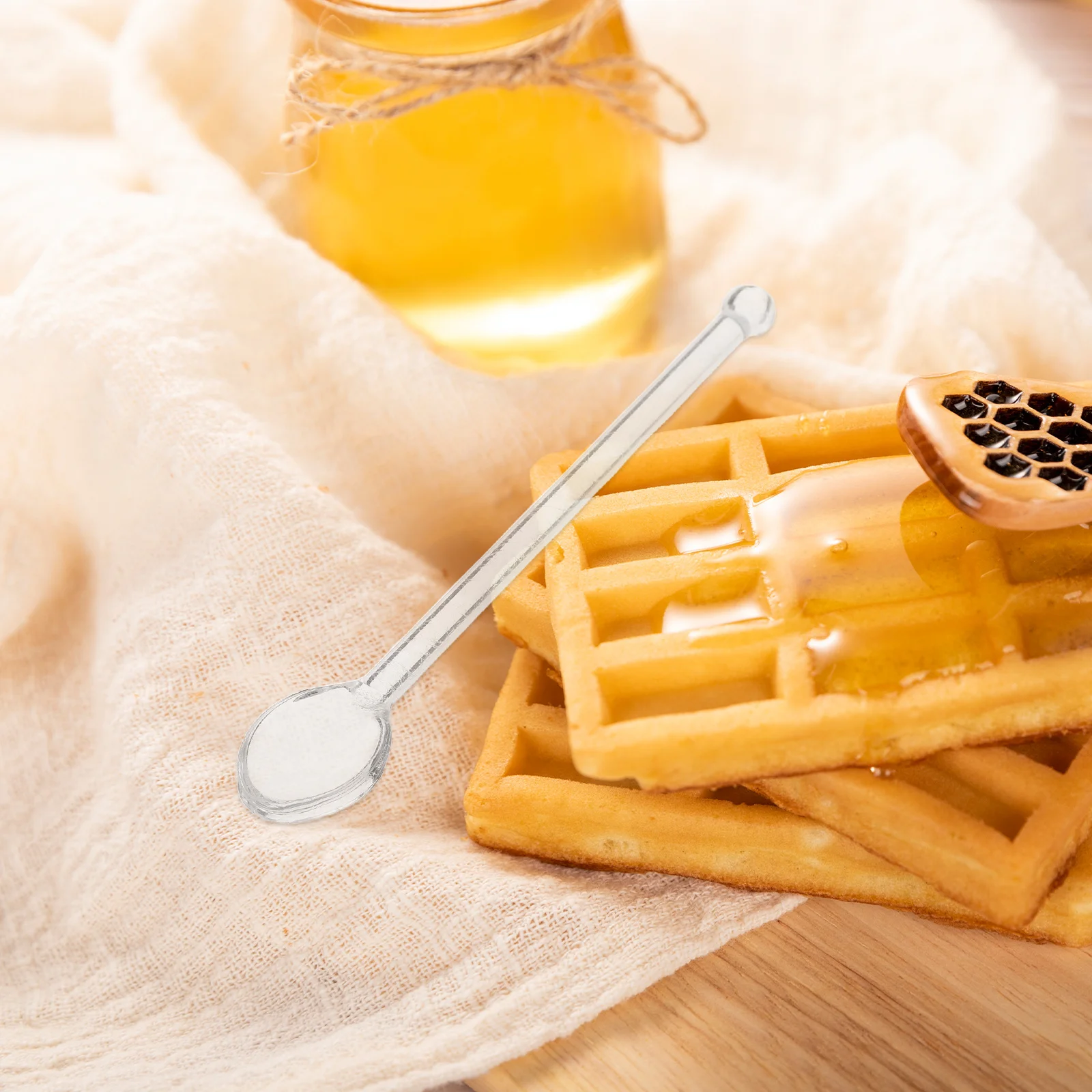 

8Pcs Glass Dessert Spoons Premium Clear Glass Stirring Spoons for Drinks Desserts Milk Long Handle Smooth Surface Multi Use