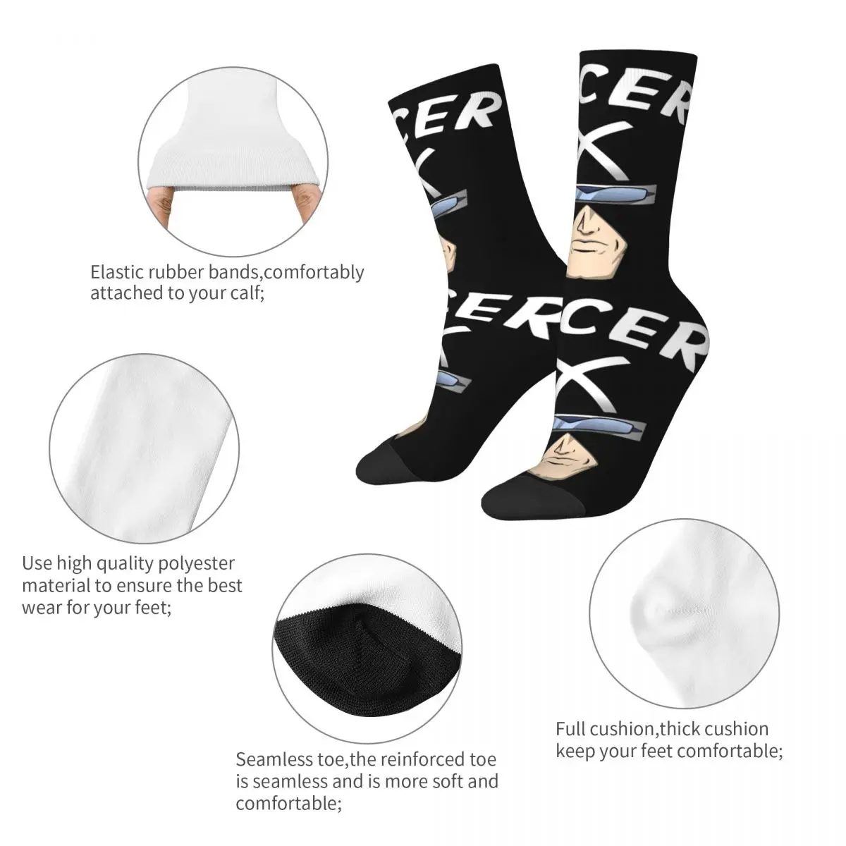 Racer X Speed Racer Socks Men's Women's Polyester Funny Happy Socks Harajuku Spring Summer Autumn Winter Socks Gifts