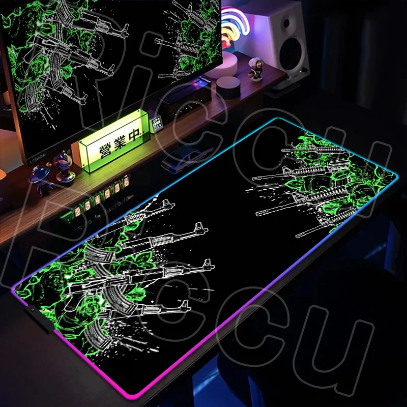 

RGB protective pad Flowers AK Mouse Pad Large Computer Office Game Table Mats XXL Gaming Keyboard Mousepad LED Desk Mat Carpet
